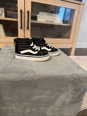 Vans Kids Black and White High-Top Skate Sneakers